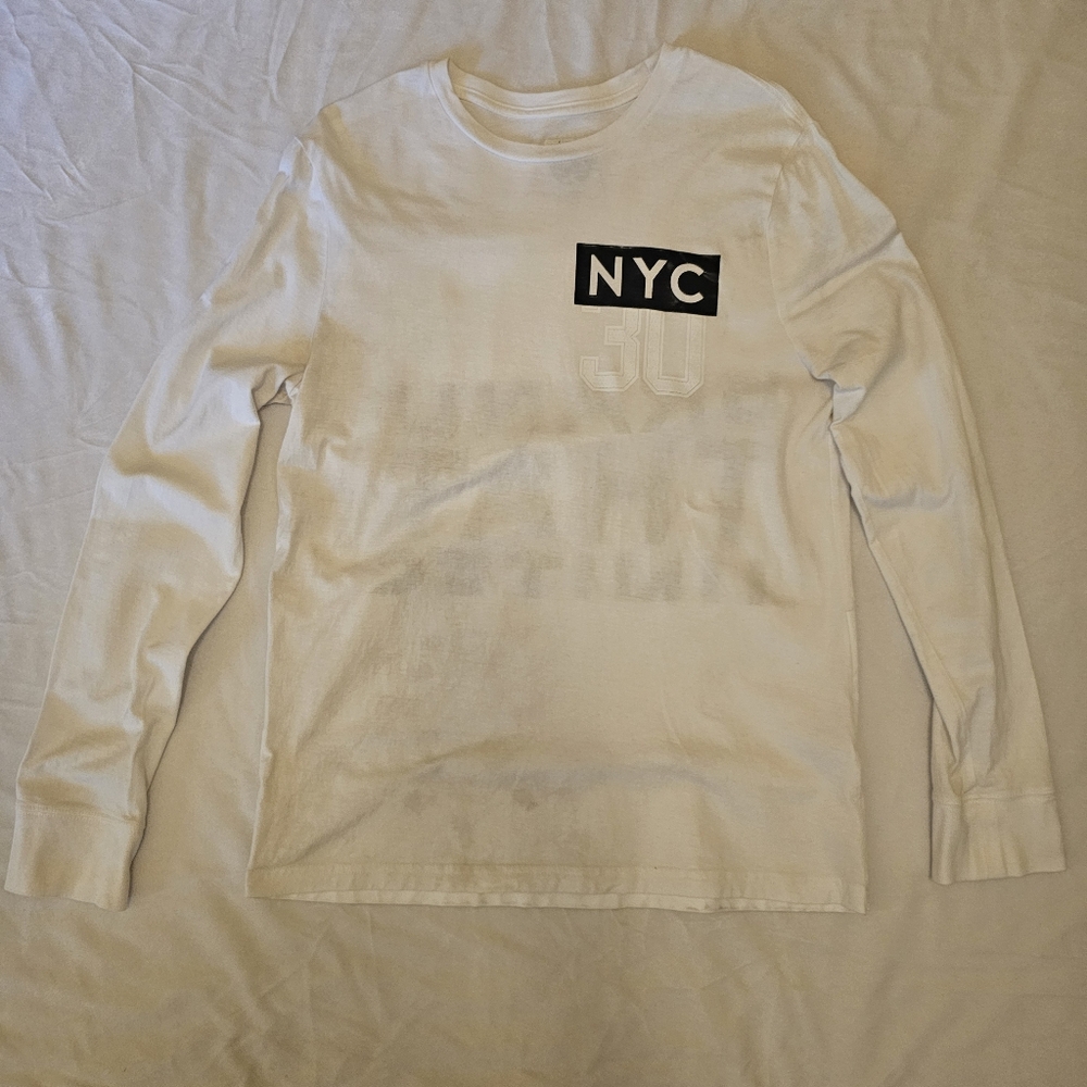 Express Mens Long Sleeve Casual Medium Size White Tee Shirts